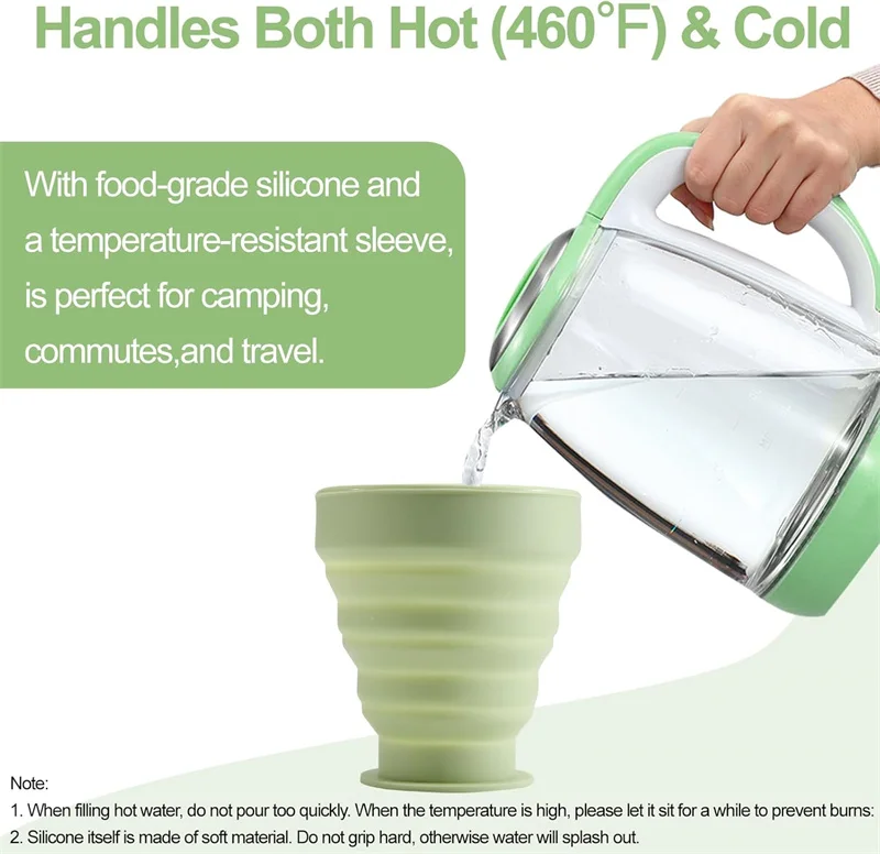 200 ml faltbarer Silikonbecher mit Deckel, wiederverwendbares, erweiterbares Trinkbecher-Set für Camping und Rucksackreisen, Outdoor-Reisen, Mehrzwecknutzung – Detail 3