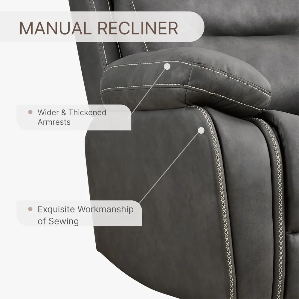 レザーリクライニングチェア、大人用マニュアルソファロッカー、リビングルーム、寝室、ホームシアターの座席に最適な、アームレストがたっぷりと詰め込まれています。