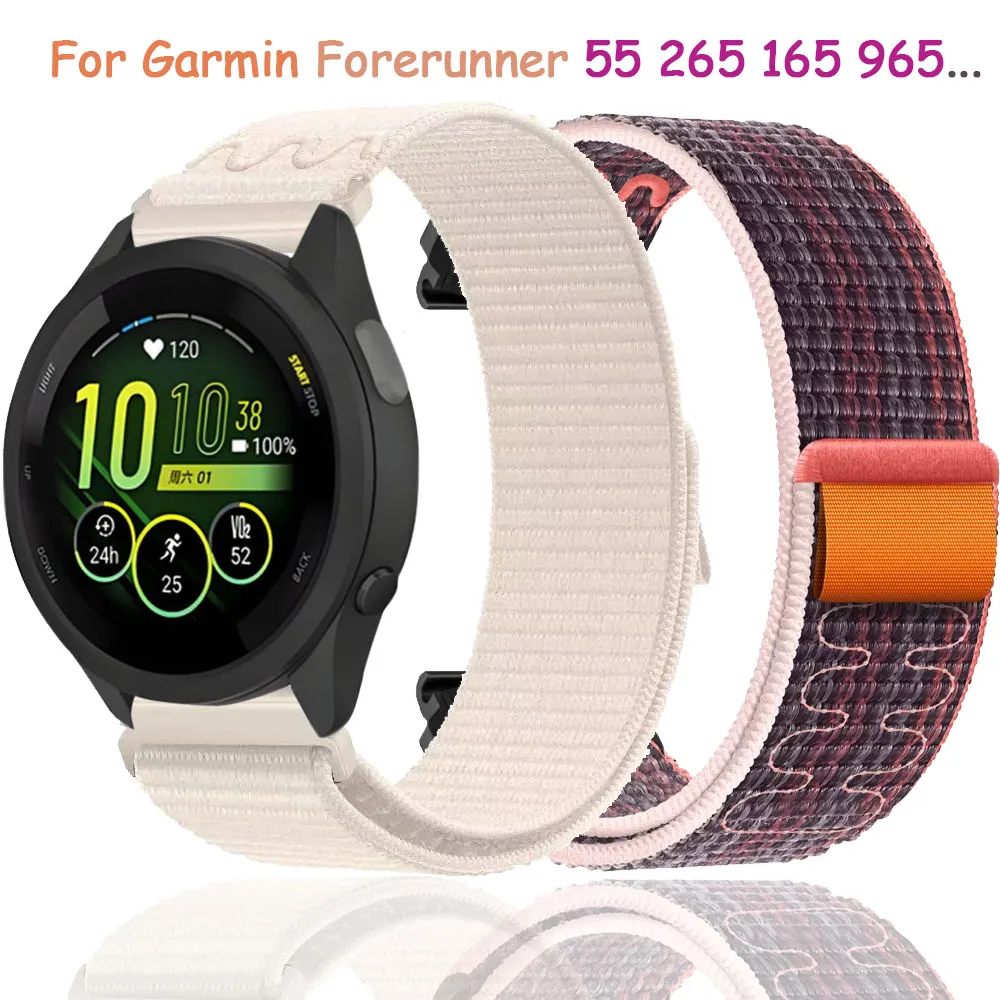 22 มม.20 มม.ไนลอนสําหรับผู้เบิกทาง Garmin 55 265 165 965 Breathable สายรัดข้อมือสําหรับ Garmin Vivoactive 5/Active 5/Venu 3/2 Band