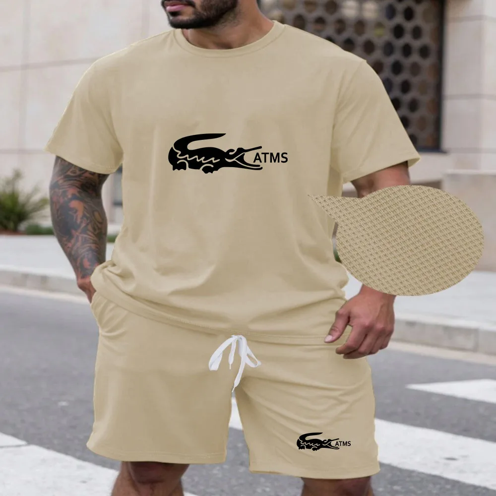 

Summer 2026 new men's suit: Summer short-sleeved T-shirt top, casual street wear and comfortable top, simple letter print men's