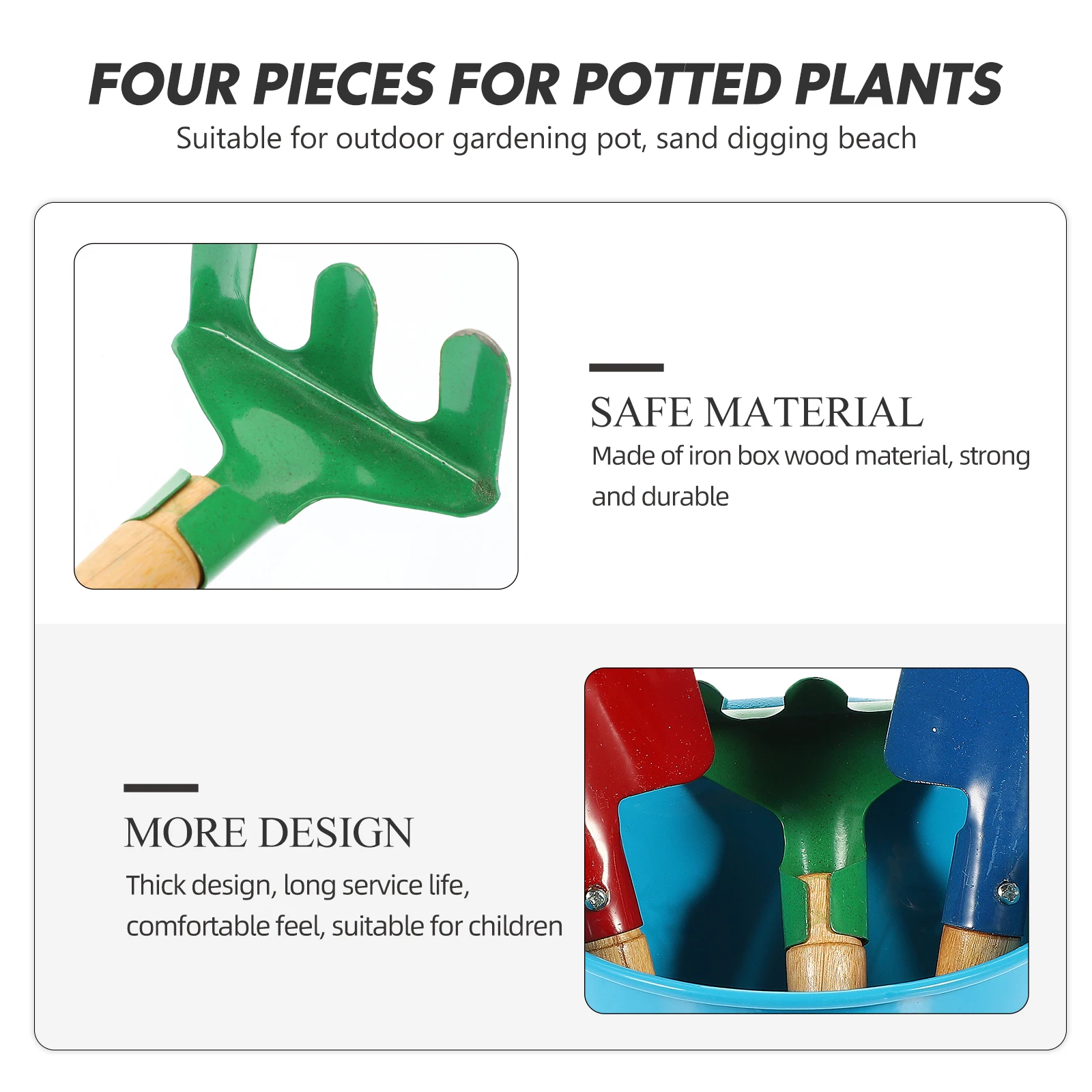 Children Beach Shovel Set Sand Toy Lightweight Kids Play Garden Planting Wood Bucket Digging Tools Outdoor Fun Toys