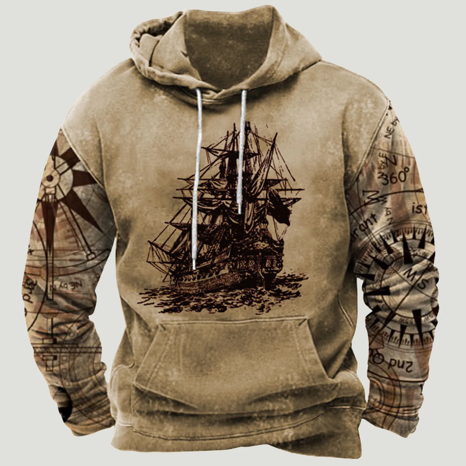 

Sailing Ethnic Hooded Sweatshirt Men Long Sleeve Pullover Blouse Tops Ethnic Fashion Autumn Clothes Oversized Casual Hoodies Top