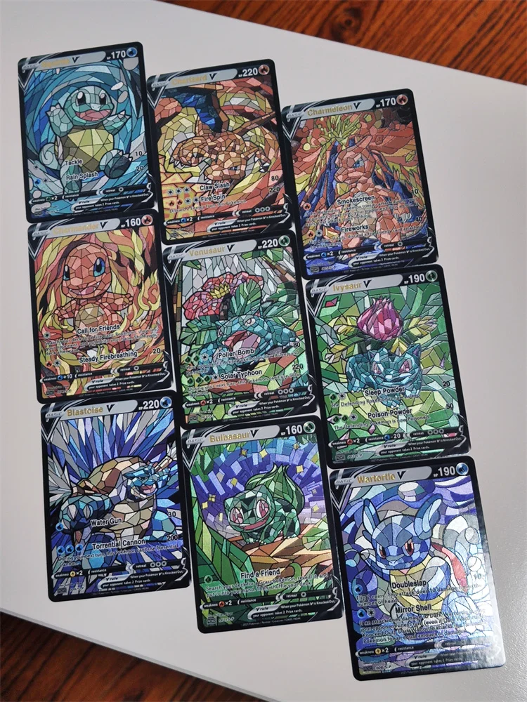 9Pcs/set Pokemon Self-Control Refraction Flash Card Collect Trading Signature Anime Gift Cartoon