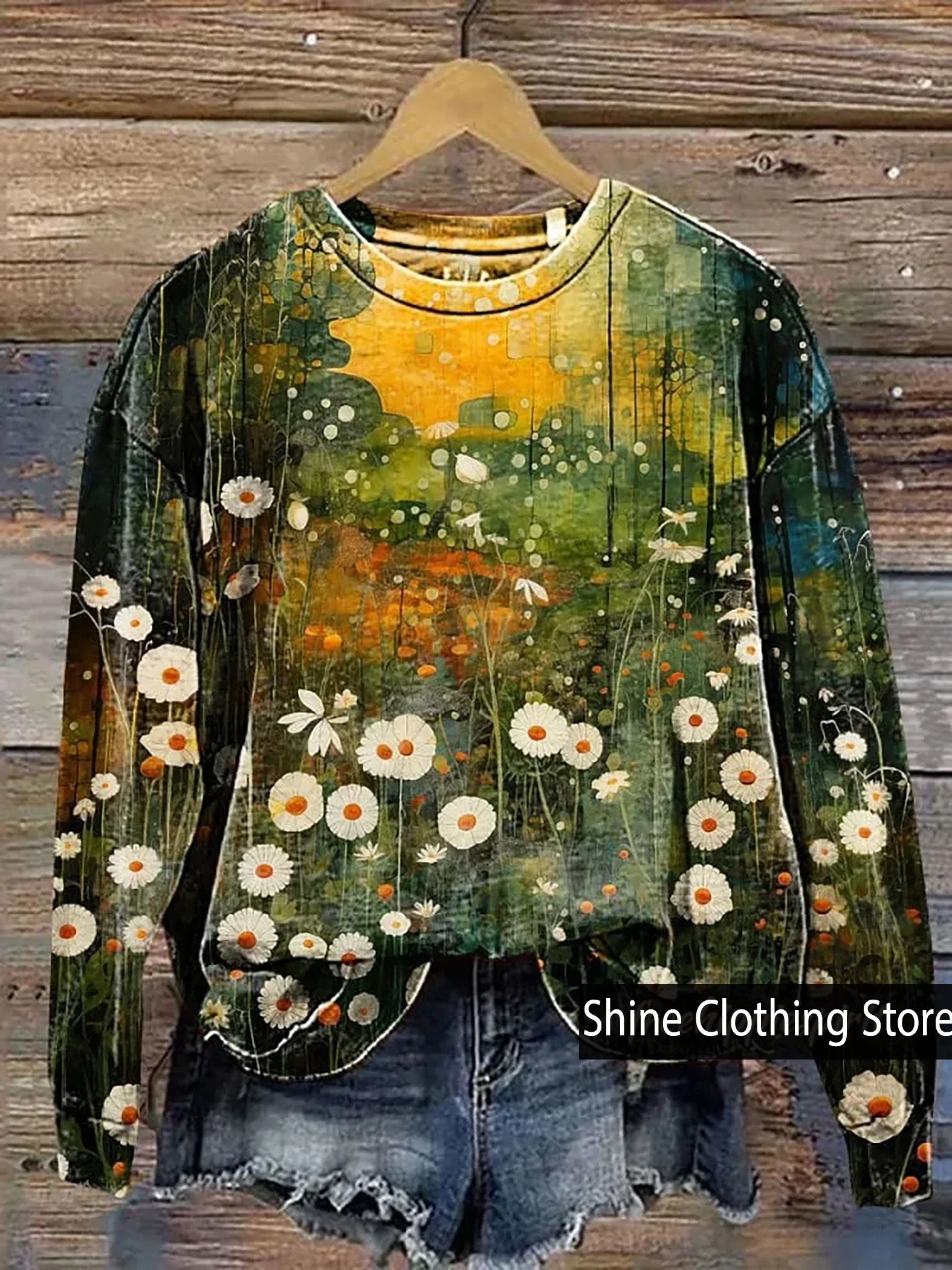 

Autumn New Arrivals Women’s Floral Pattern Graphic Print Comfy Sweatshirt,Women's Clothing,Plus Size Tops,womens sweatshirt