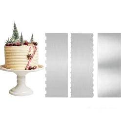 1pcs Stainless Steel Cake Scraper Double Sided Patterned Edge Pastry Comb Smoother Cake Decorating Tools for Mousse Butter Cream