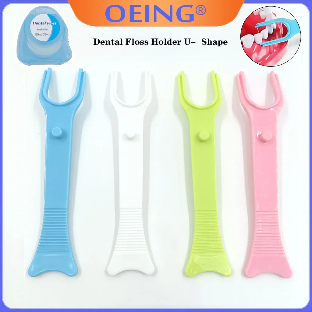 

OEING 5 Pcs Plastic Dental Floss Holder Tooth Cleaning whitening Beauty Health U Shape Dentistry Floss Rack Tool Oral Care