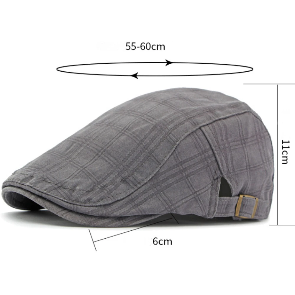 HT4239 Baskenmütze für Alle Jahreszeiten Baumwolle Ivy Flat Cap Damen Vintage Künstler Maler Baskenmütze Herren Unisex Kariert Verstellbare Herren-Baskenmützen – Detail 1