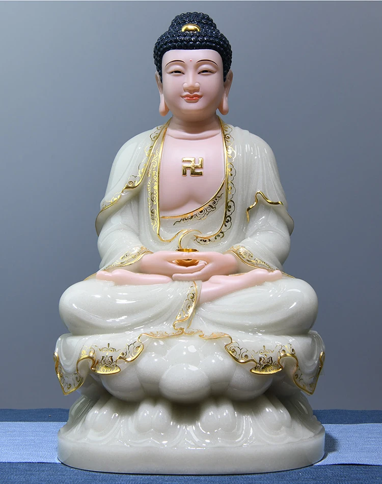 Best choice High grade gilding jade Sakyamuni Amitayus Buddha statue HOME family safety Healthy altar worship