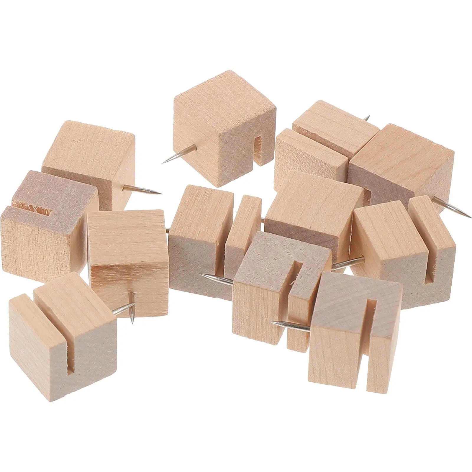 

12 Pcs Wooden Tacks Thumbtack Pushpin Creative Slot Metal Photo Wall Cork Board Map Markers Stationery Articles