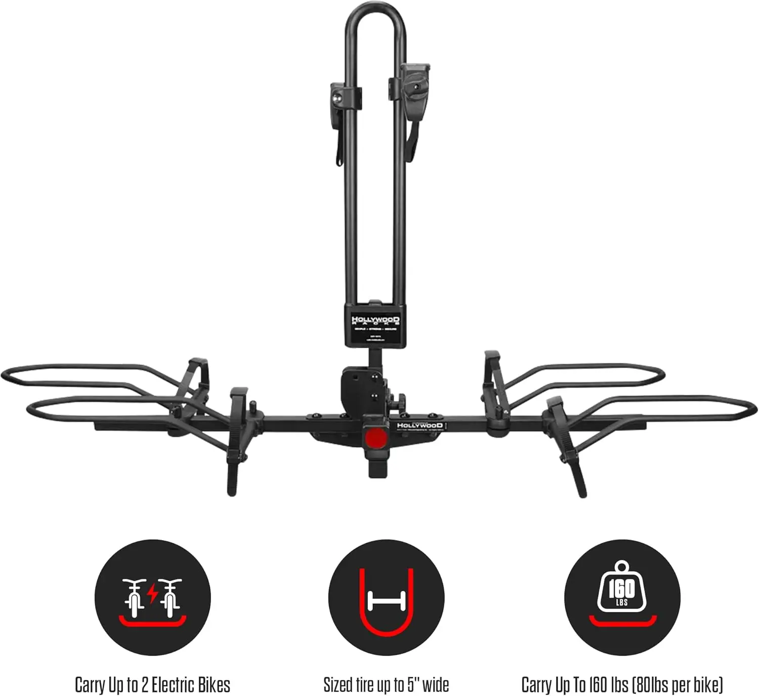 RV Rider Hitch Bike Rack for 2 E-Bikes up to 80 lbs Each - Premium Electric Bike Rack for RV, Fifth Wheel, Flat Towed Vehicle