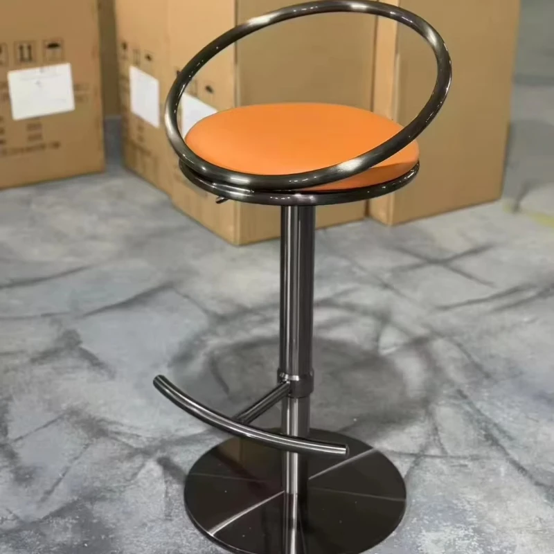 Modern Luxury Velvet Leather Stainless Steel Swivel Lift Chair Bar Stool Chair