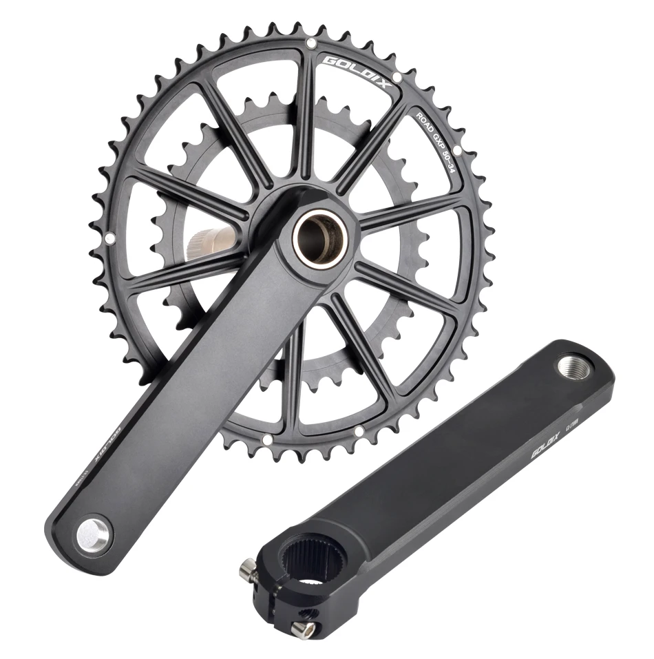 GOLDIX Rennrad-Kurbelgarnitur, 165/170/172,5/175 mm Länge, Aluminiumlegierung, geschmiedete Fahrradkurbel, Doppelkettenblatt, 50–34 Zähne/52–36 Zähne/53–39 Zähne – Detail 12