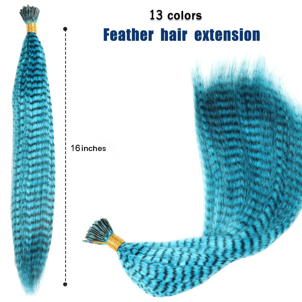 Estensioni dei capelli di piume colorate sintetiche 16 pollici 10 pezzi/pacco fibra parrucchino colore blu rosa per le donne capelli finti