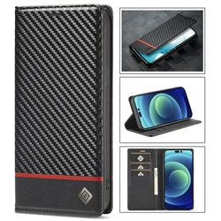 LC-imeeke Carbon Fiber Magnetic Wallet Case For Xiaomi Redmi Note 13 Pro 13C 4G Note13 Pro 13Pro 5G Leather Flip Book Cover Etui