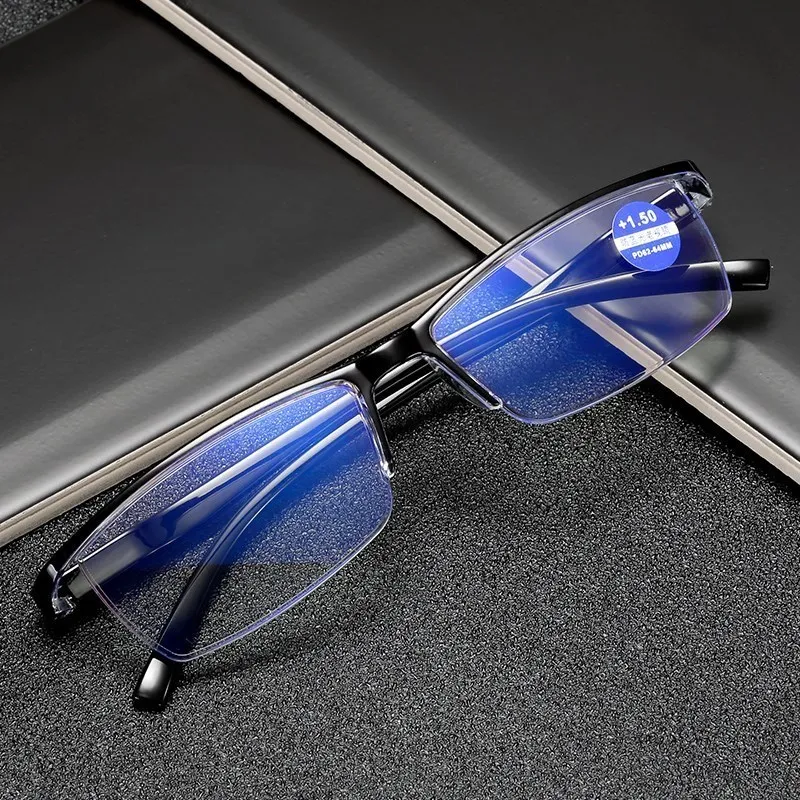 Ahora Ultralight Square Half Frame Reading Glasses Presbyopic Glasses Men Women +100 +150 +200 +250 +300 +350 +400 Brown Black