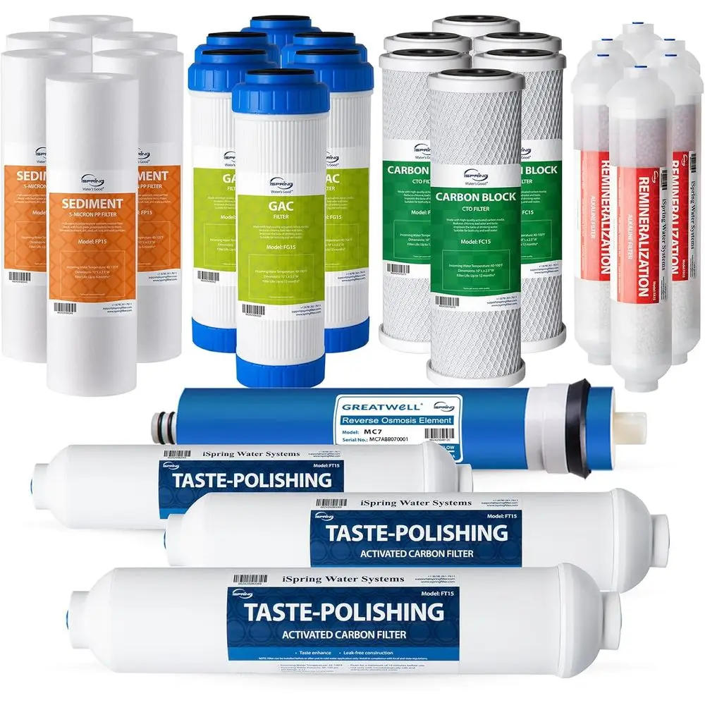

Certified 3-Year Replacement Set for 6-Stage Alkaline Mineral Reverse Osmosis Systems, 28 Pieces, White