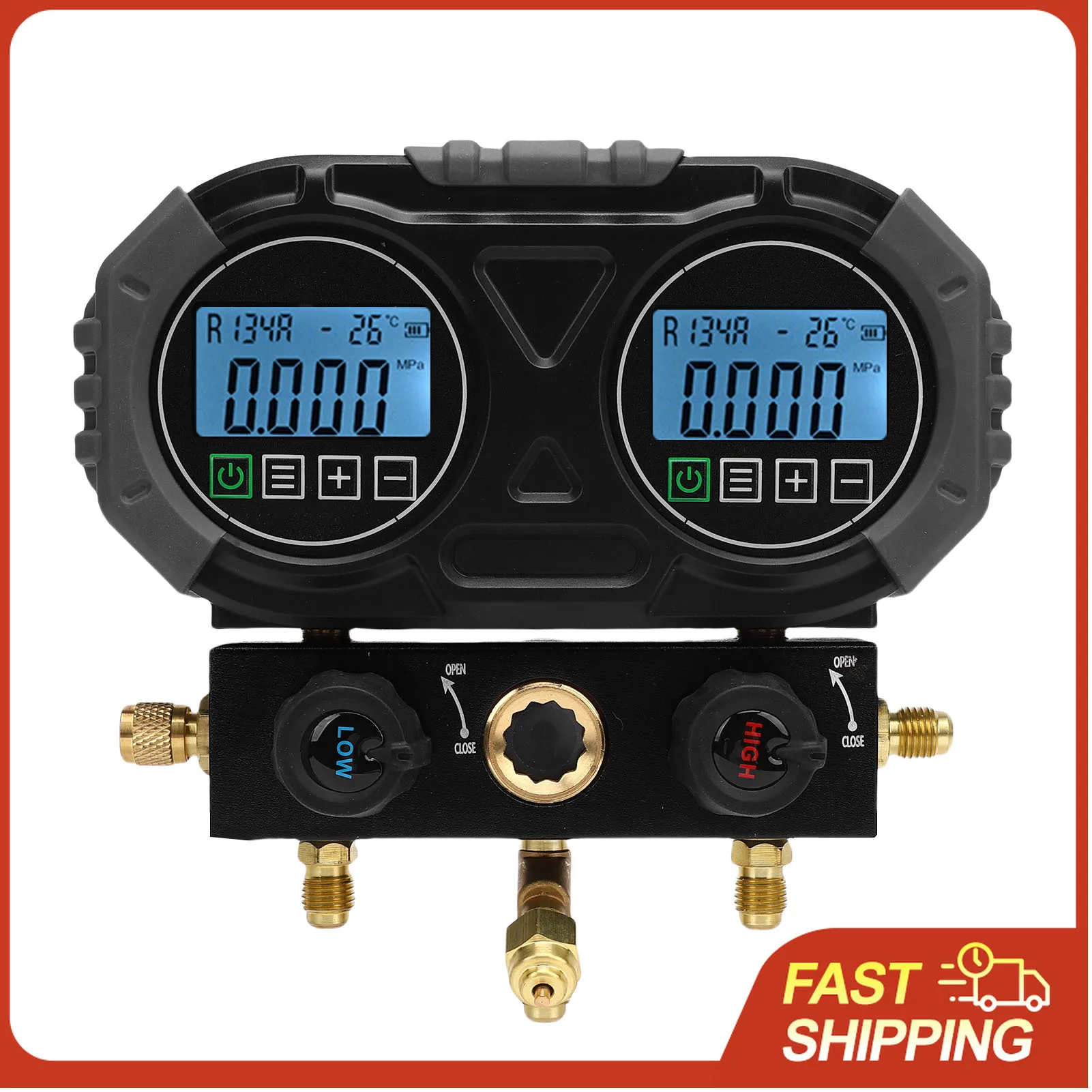 Manômetro Digital ℃   ou ℉   Ferramenta Eletrônica de Teste de Pressão para Recarga de Refrigerantes HVAC 0-6000 Kpa 29INHG - 0INHG