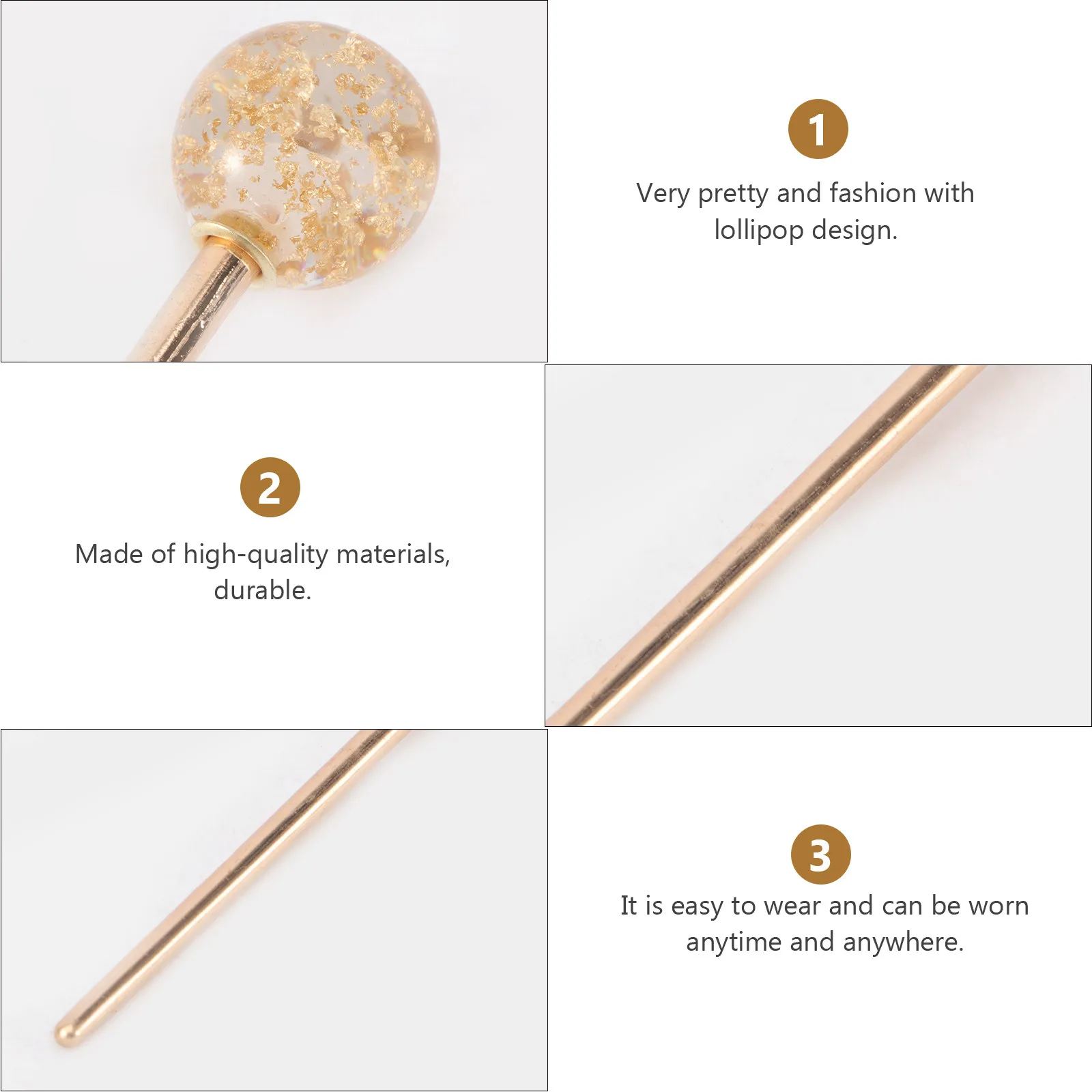 Lollipop Hairpin for Women Elegant Retro Hair Stick for Updo Bun Traditional Chinese Style Accessory