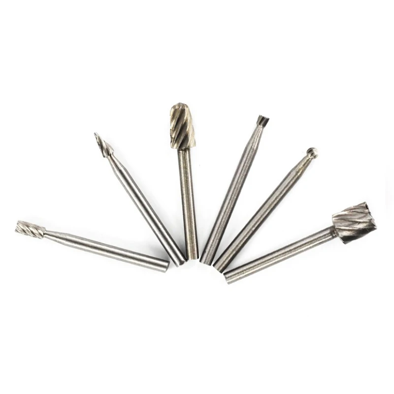 6 шт. вращающийся Мульти-инструмент из быстрорежущей стали, фреза для зачистки, фреза, фреза, крепление для Dremel