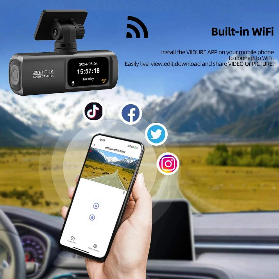 E-ACE 4K 1080P Car DVR 2 telecamere obiettivo Dash Camera Dual Lens Suppor telecamera per la retromarcia videoregistratore registratore automatico