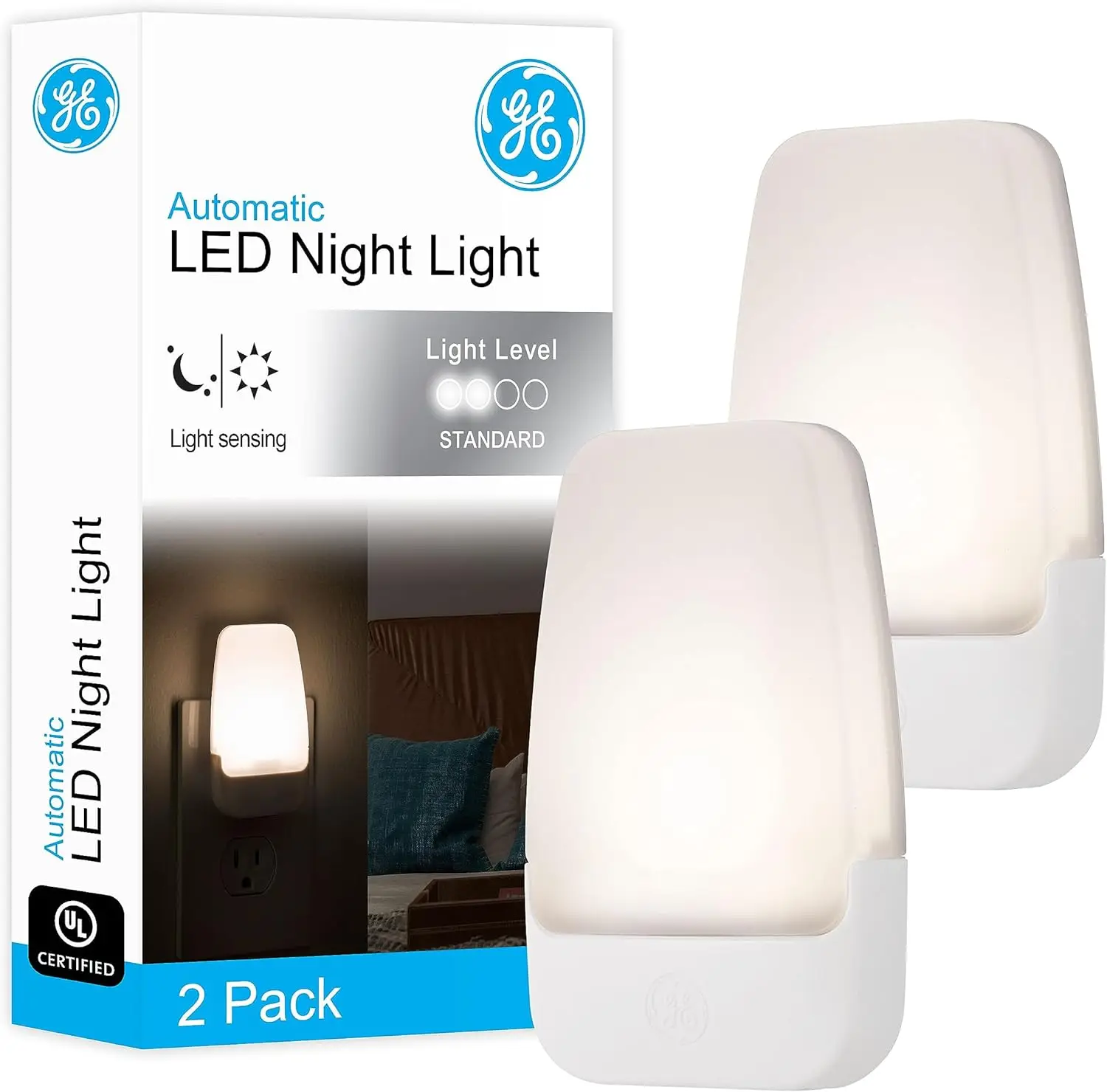 

Plug-in LED Night Light, Dusk to Dawn Sensor, Warm White, 2 Pack for Bedroom Bathroom Hallway