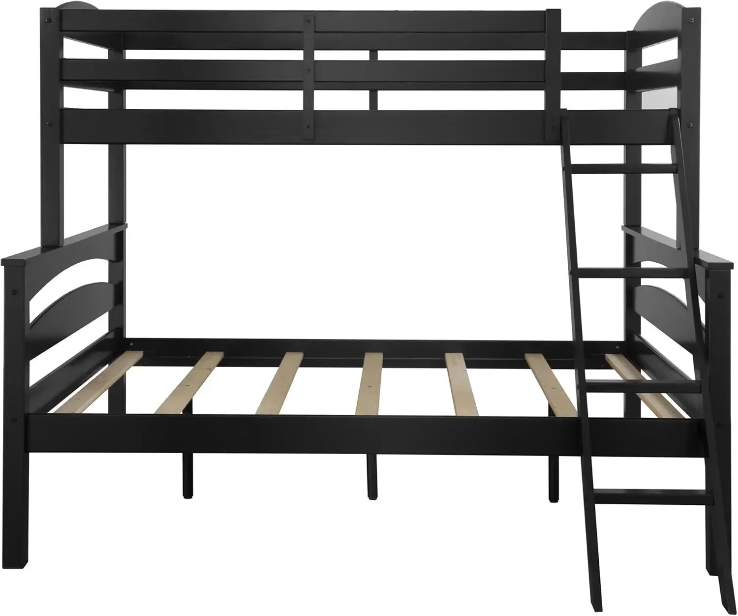 Wood Bunk Bed Frame, Twin over Full, Black