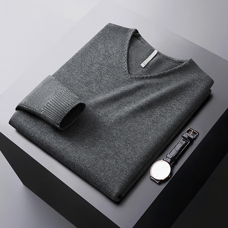 Autumn wintervcollar sweater men's stretch comfortable warm cold-resistant top fashion casual pure color all-matching sweater