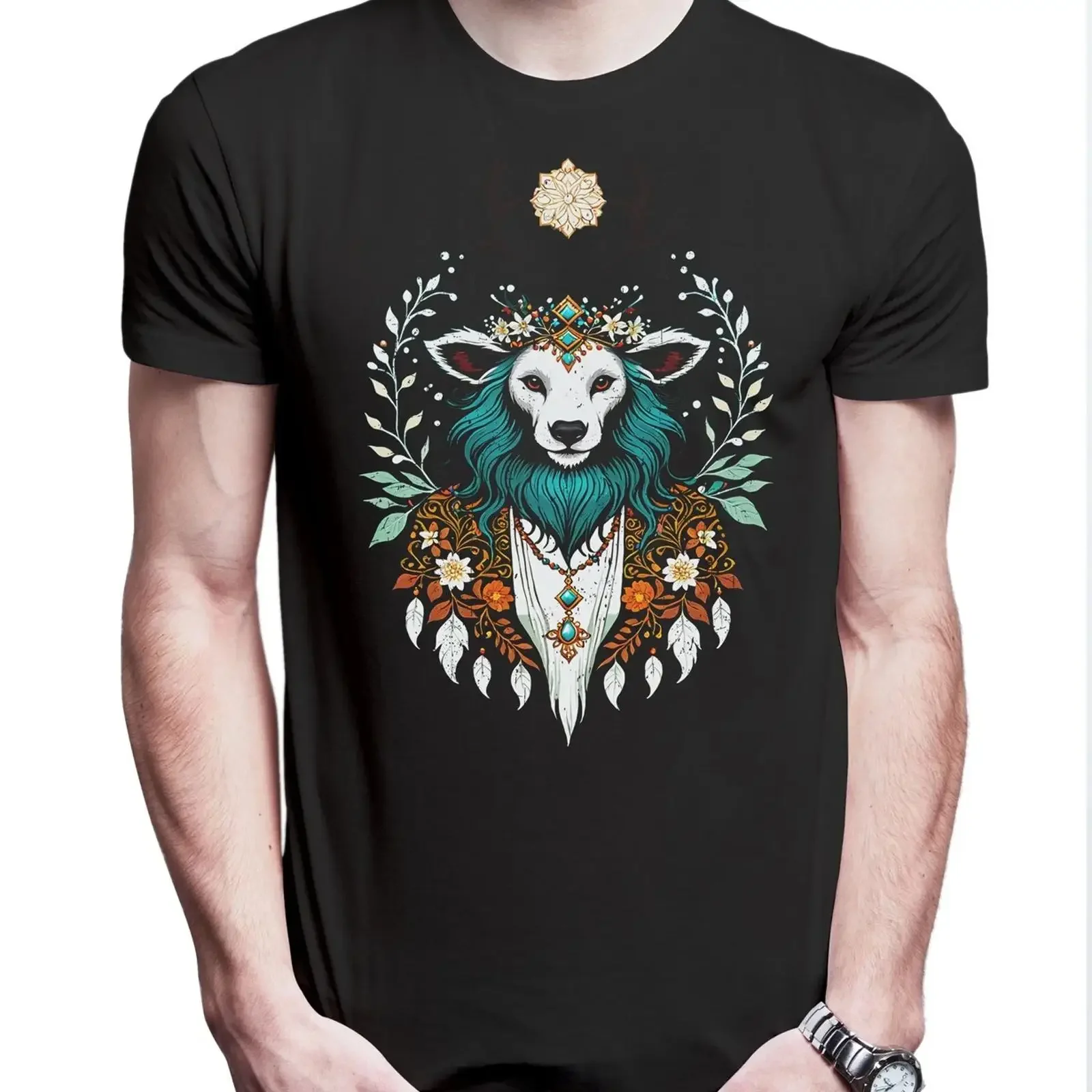 Druid Men's T Shirt Shaman Fantasy Elves Fairy Fairies vintage Washed Stylish graphic Soft Casual Breathable homme Versatile