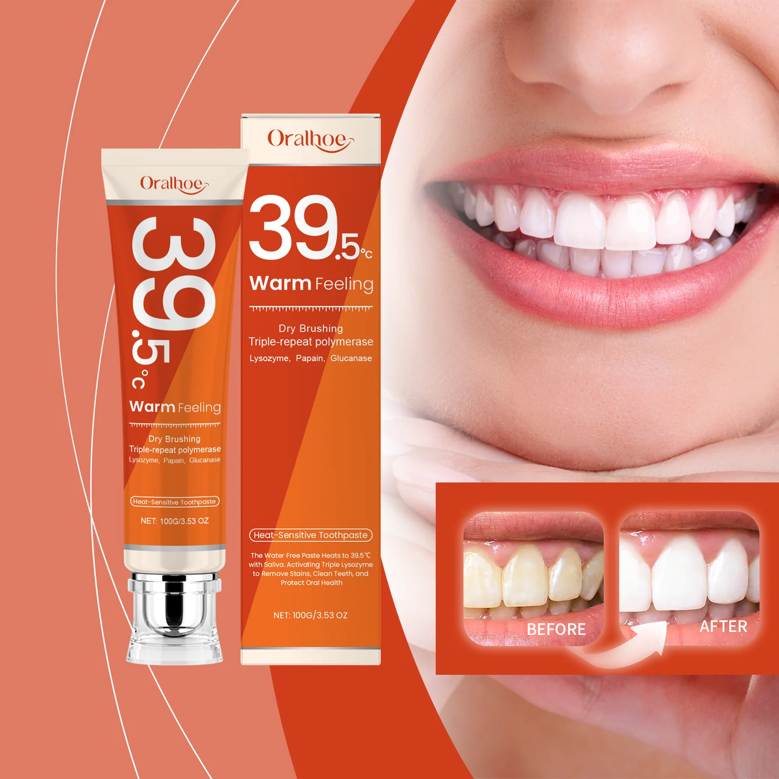 

Heat-Sensitive Toothpaste Removes Stains,Plaque Removal,Inhibits Calculus,Refreshes Breath,Whitens,Protects Enamel,Oral Care