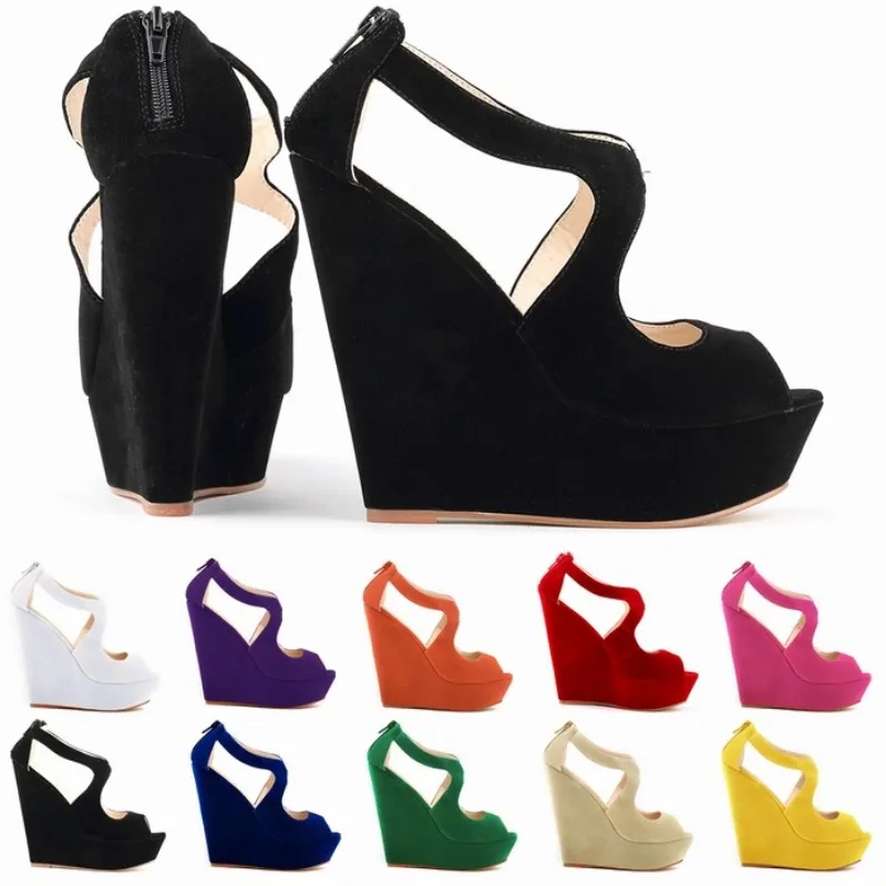 Loslandifen bombas ocas femininas primavera madura peep toe flanela cunha plataforma senhoras zíper traseiro vestido de festa sapatos de casamento