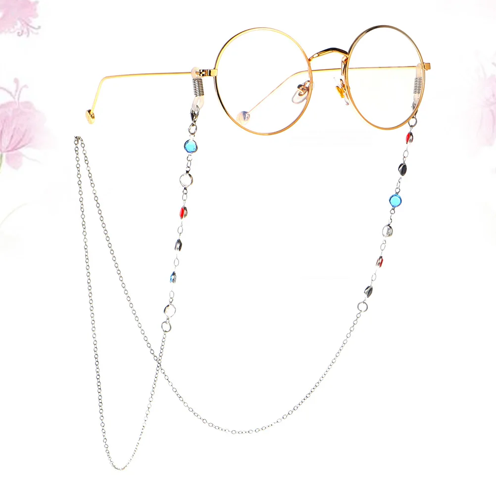 

Eyeglass Chain Silver Flower Old Glasses Retainer Strap Safety Holder Cord Pearl Beaded Necklace Prevent Fall Sports Running