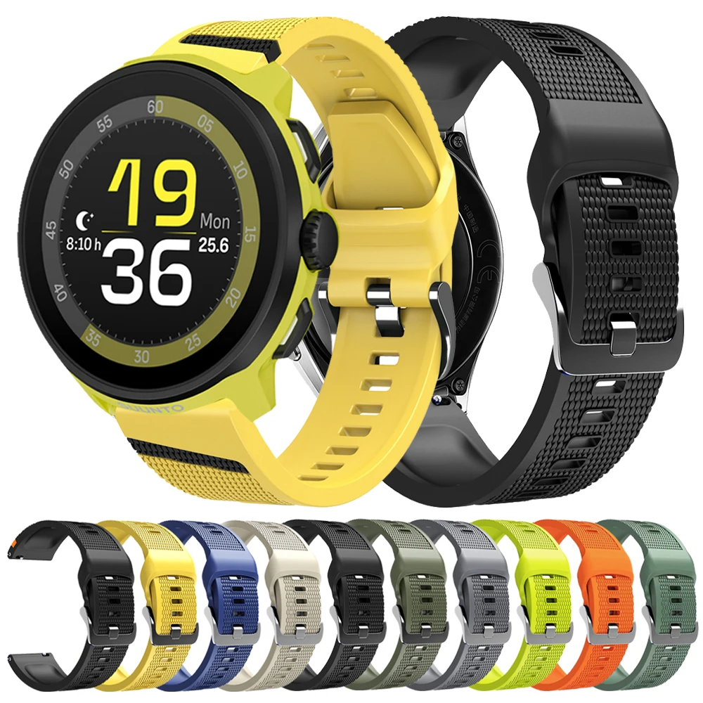 Silicone Strap 22mm For Suunto Run/Vertical 2/1/RACE 2/RACE S/Ocean Bracelet Band For Suunto 5 9 Peak Pro Rubber Sport Wristband