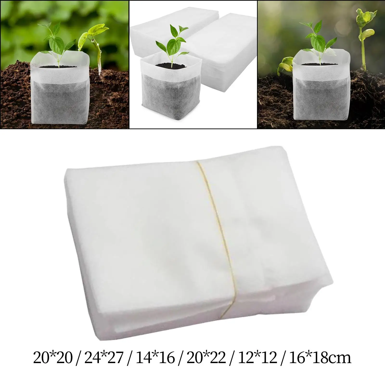 100x Non Woven Nursery Bags Breathable Seedling Grow Pouch Plant Seeding Bags for Saplings Outdoor Plant Grow Vegetable Tree