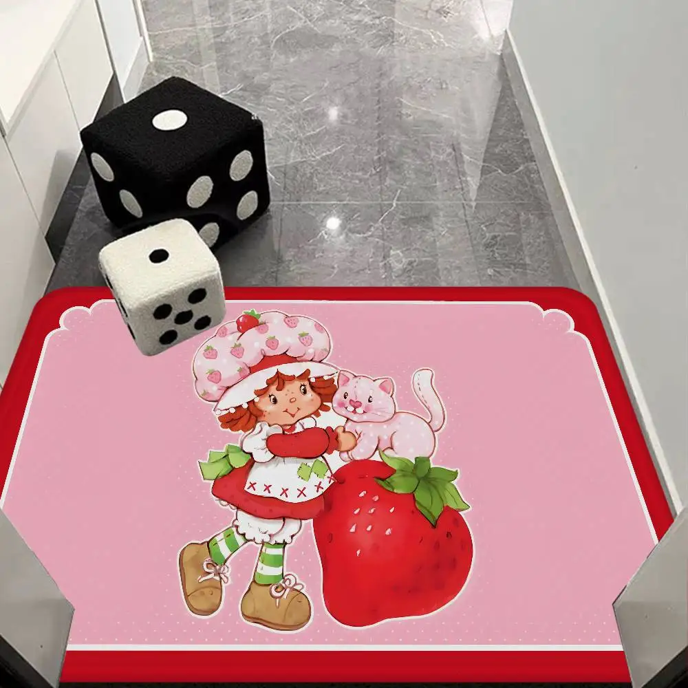 Animated Series S-Strawberry S-Shortcake Door Mat Washable Non-Slip Living Room Sofa Chairs Area Mat Kitchen Doormat Area Rug