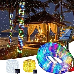 1pc Solar LED String Light 100/200/300 LED Tube Rope String Lights With 8 Modes Outdoor Waterproof For Home Garden Walkway Dceor