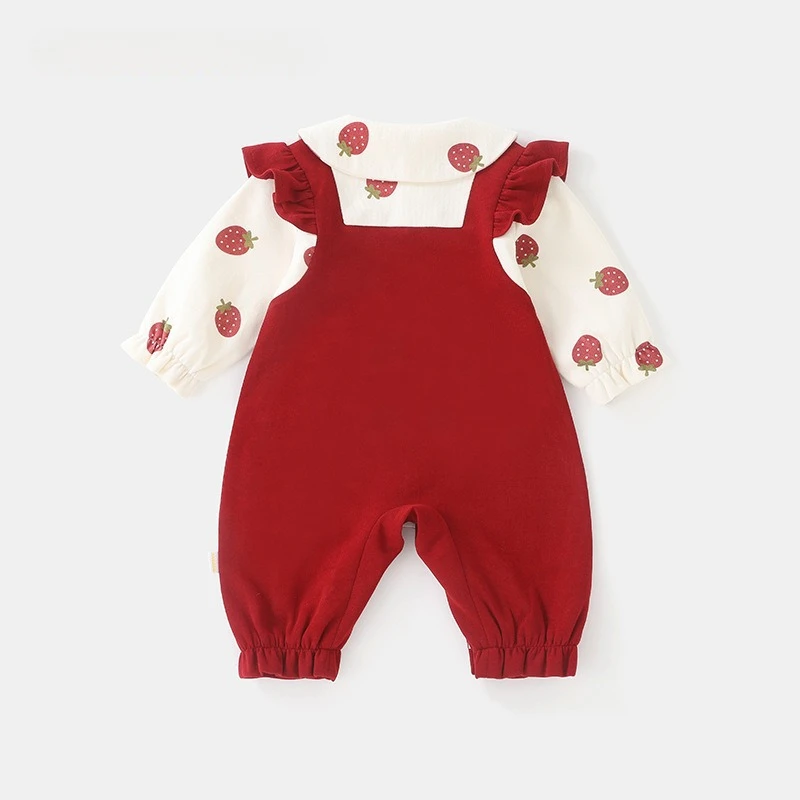Sweetheart Strawberry 2025 Baby Romper – A-Class Autumn Outfit, Cute Infant Bodysuit for Girls (1-3Y)