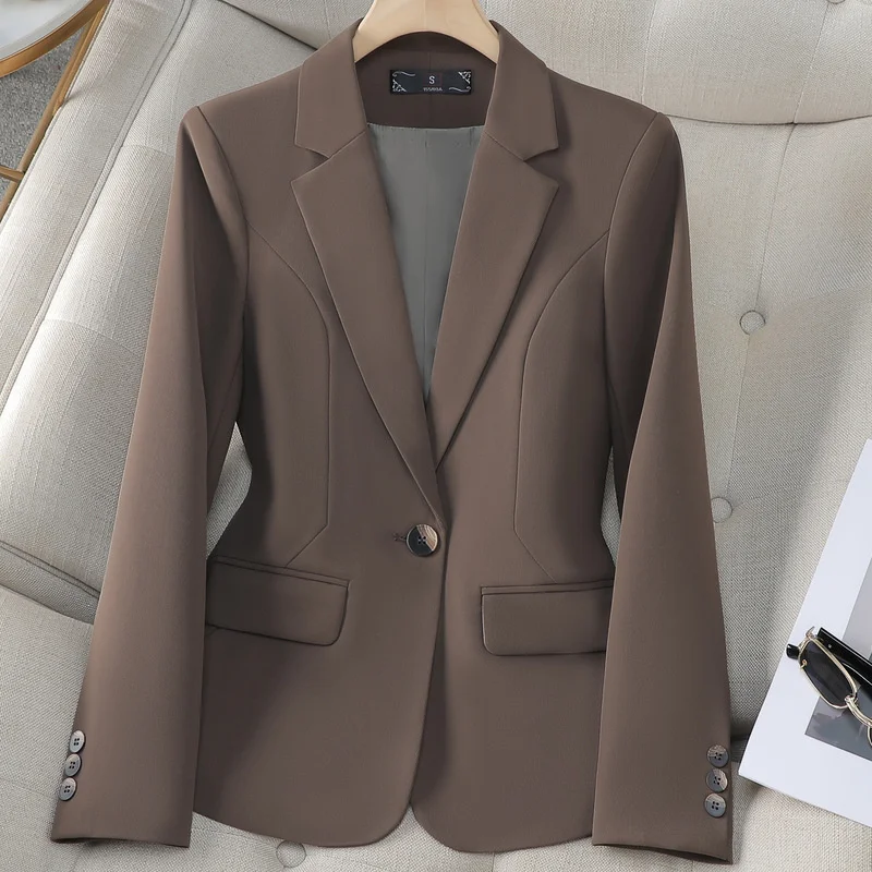 New Office Ladies Formal Blazer Women Beige Coffee Black Female Work Business Wear Slim Jacket Autumn Female Suit Outerwear Tops