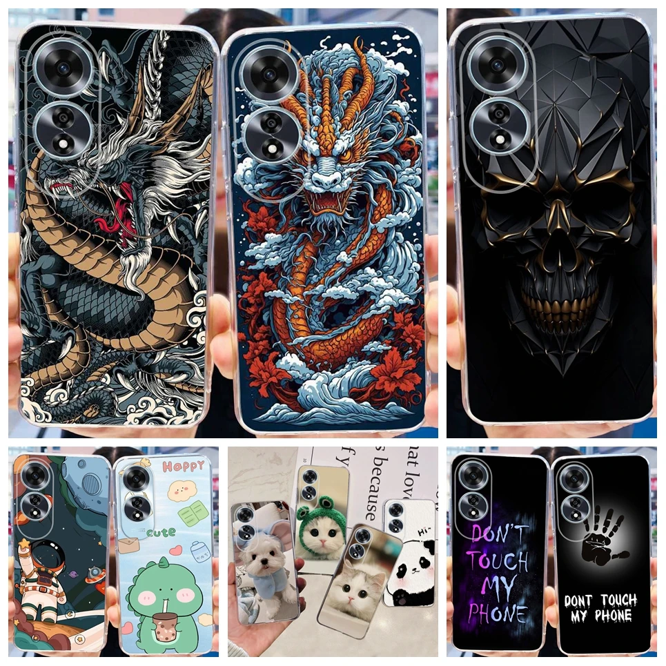 Cute Cat Astronaut Phone Case For Oppo A60 OppoA60 A 60 Back Cover Bumper Cool Dragon Cartoon Coque Clear Case Oppo CPH2631 Capa