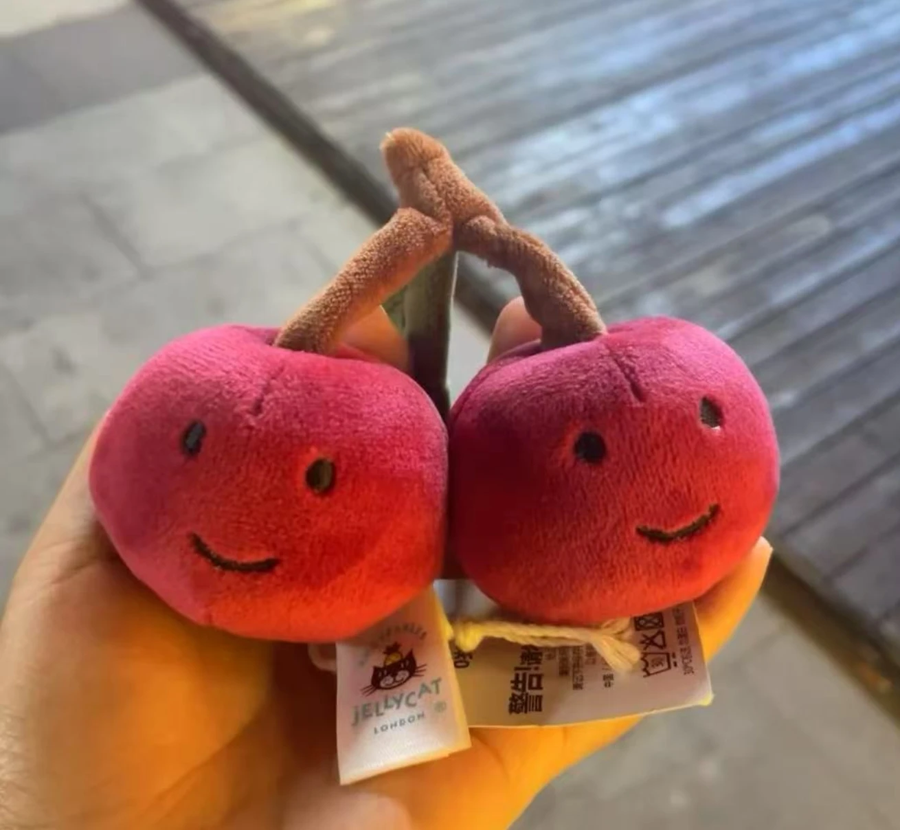 

New Jelly Fun With Tag Cherry Key Chain Cute Key Chain Bag Pendant Accessories Doll Pendant Girls And Ladies Holiday Gifts S