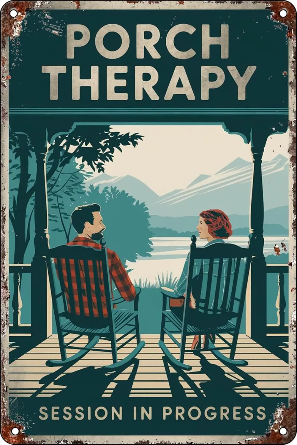 Porch Therapy Session In Progress Funny Retro Metal Tin Sign for Home Accessories Living Room Coffee Shop Cafe Bar Bedroom  sign