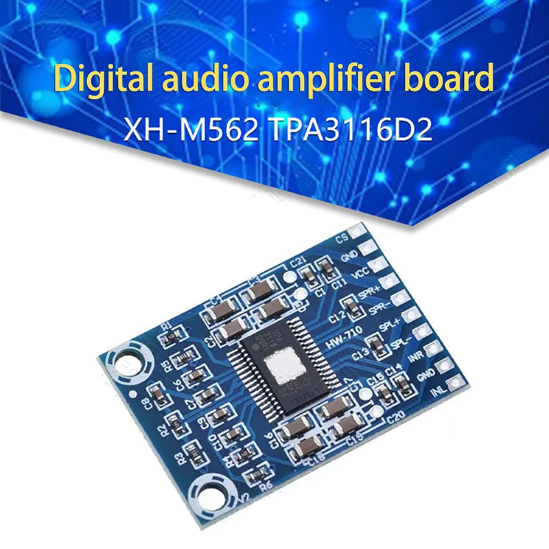 1Pcs TPA3116D2 XH-M562 50W+50W 2.0 Channel Digital Stereo Audio Power Amplifier Board DC 12-24V