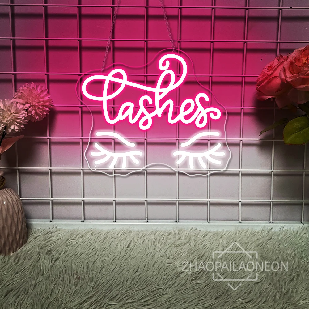 Lashes Neon Led Sign Beauty Solon Lash Shop Wall Art Room Decor Neon LED Lights USB Lash Room Decoration for Business Signs
