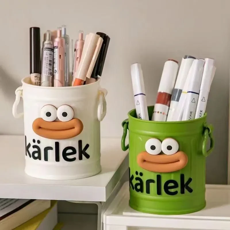 

Diy Funny Large Mouth Pen Holder 1set Cute Large Capacity Desktop Storage Box Stationery Container Makeup Brush Storage Bucket