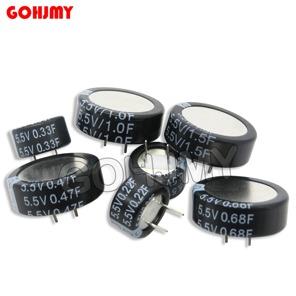 1PCS 5.5V Super Capacitor C Type 0.1F 0.22F 0.33F 0.47F 1F 1.5F 4.0F Button Farad Capacitor
