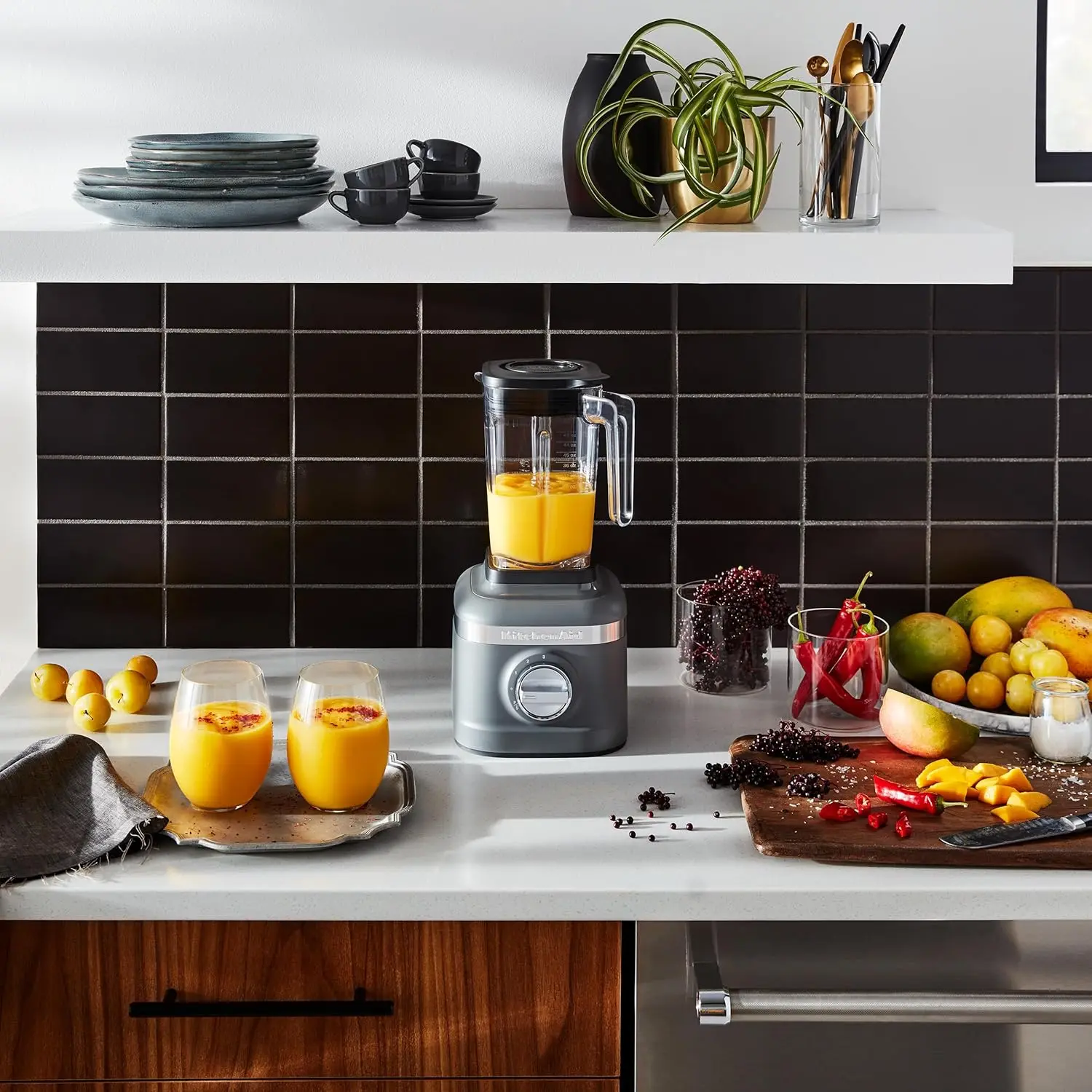 K150 3단 얼음 분쇄 블렌더(개인용 블렌더 용기 2개 포함) - KSB1332Y - 무광 차콜 그레이, 다크 그레이, 48온스