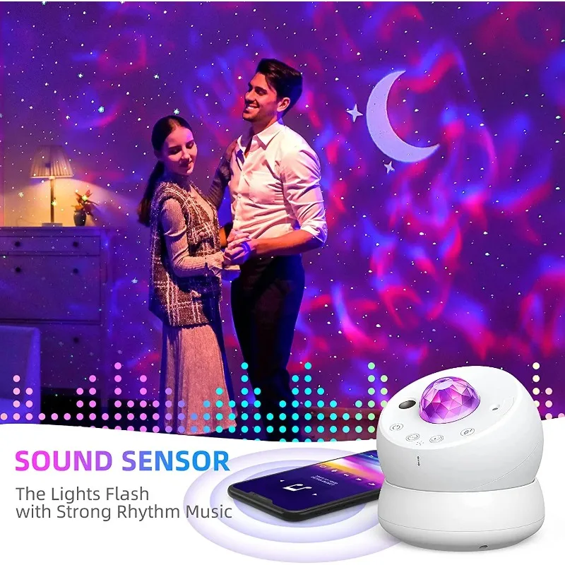 Touch APP smart voice control galaxy kids space moving water wave moon star nebula lamp,light led laser projector