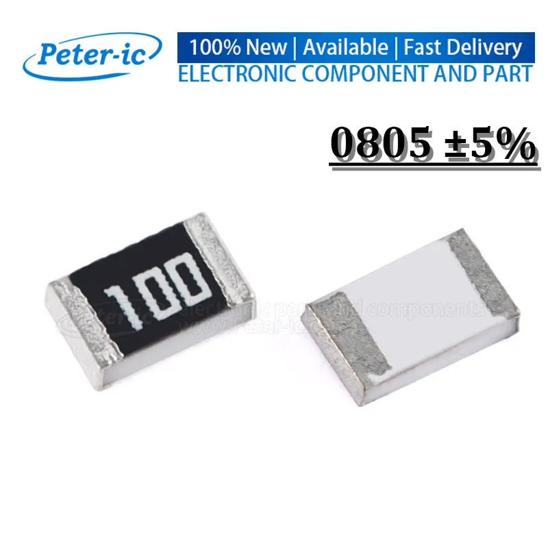 (100pcs)SMD Chip Resistors 0805 5% 0.1R 0.12R 0.43R 1R 4.7R 10R 15R 36R 1K 10K 62K 75K 100K 220K 470K 750K 1M 4.7M 6.2M 9.1M 100