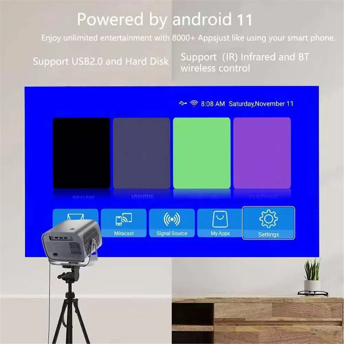 A10R A10 4K Projector 1080P 200 ANSI Projector for Android 13 WiFi6 BT5.5 Auto Focus Portable Outdoor Home Cinema EU Plug