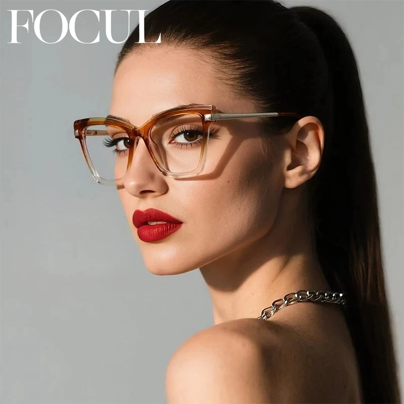FOCUL Skinny Face OversizeFrame Progressive Photochromic Myopia Eyeglasses Women Glasses Customized Prescription Optical Eyewear
