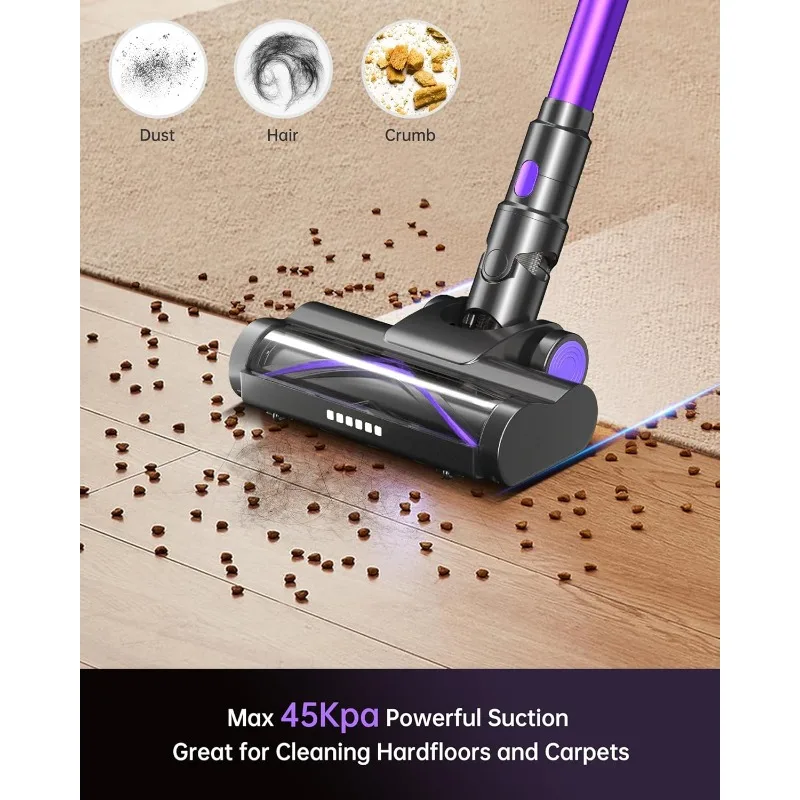 OXVAC Cordless Vacuum Cleaner with LED Display, 45kpa 550W Brushless Motor, Max 50 Mins Runtime with Detachable Battery